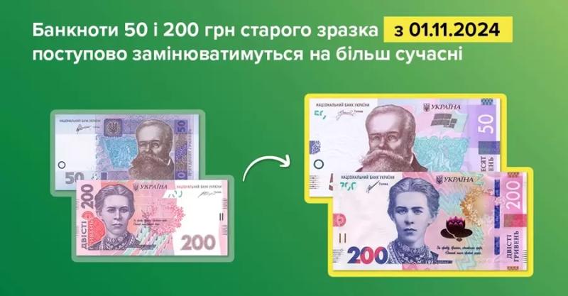 Нацбанк выведет из оборота старые купюры номиналом 50 и 200 гривен